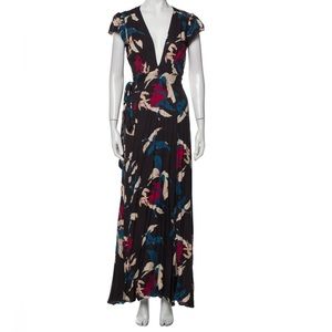 Tularosa Floral-Print Wrap-Front Maxi Dress sz S